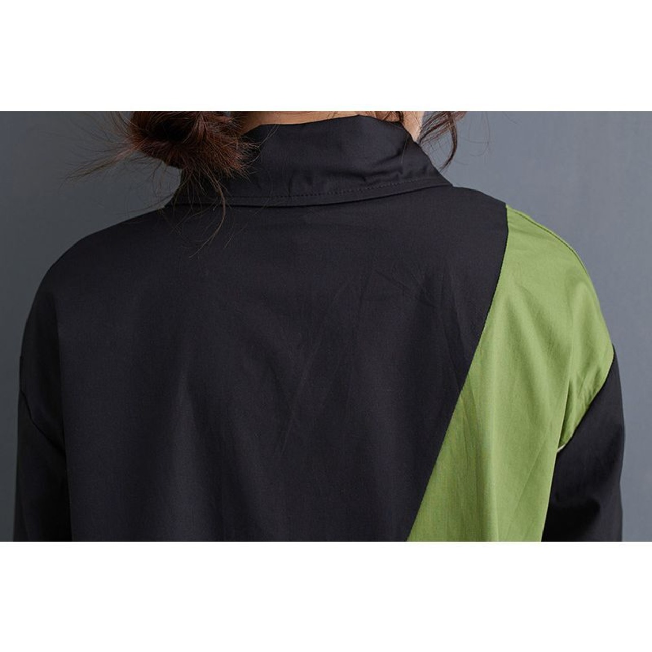 カラーブロック 切替 シャツワンピース  00055