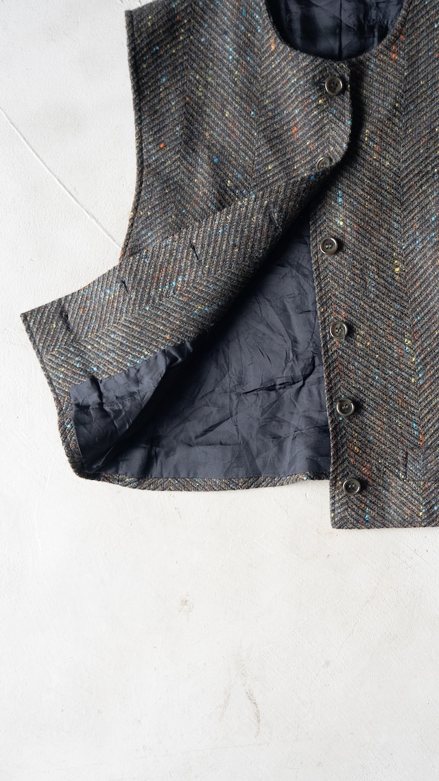 unknown used Tweed crew-neck vest