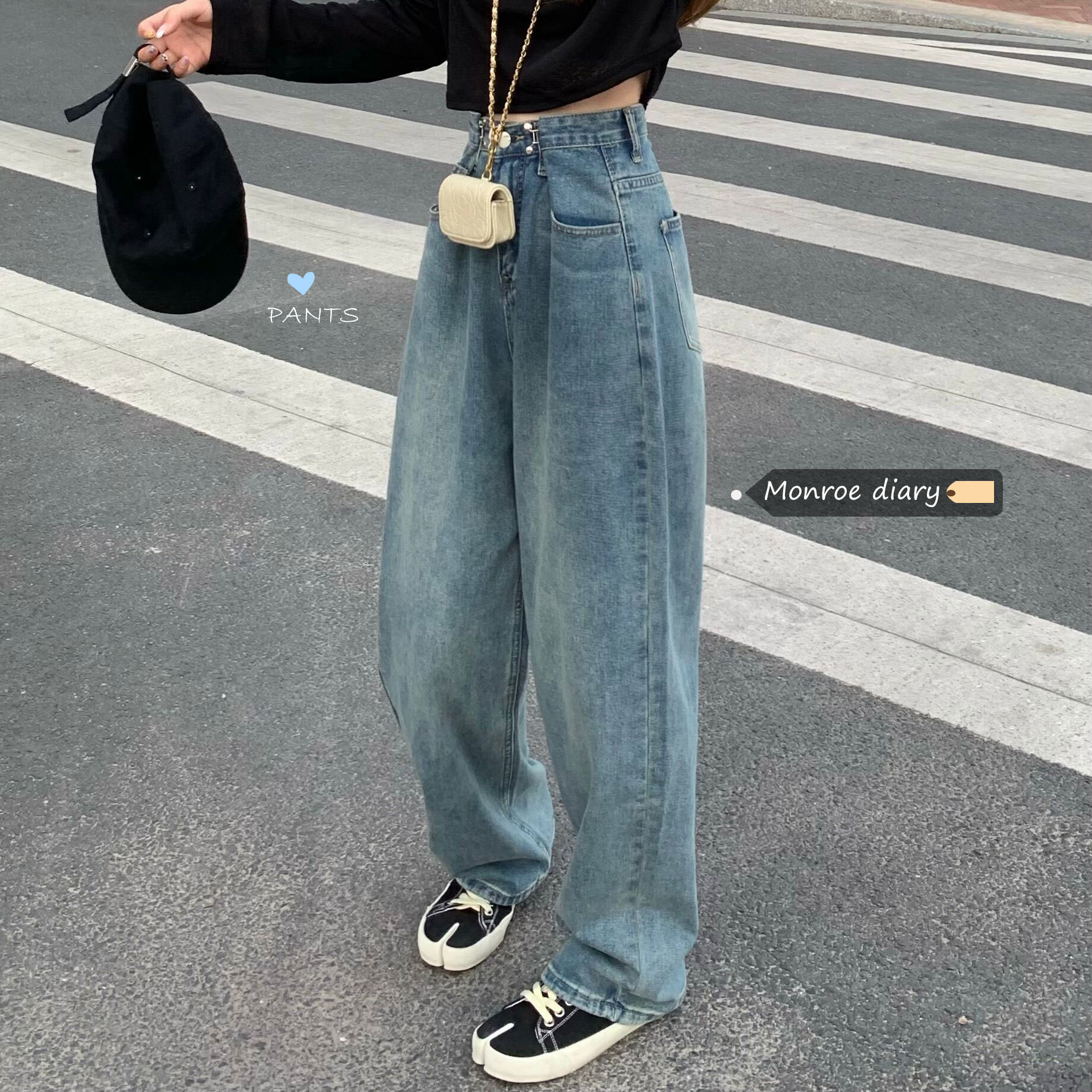 スタンダードハイウェストジーンズ スプリングオータム薄手ルーズパンツ サマー レトロ 春物 夏物 秋物 モンロー76290555909