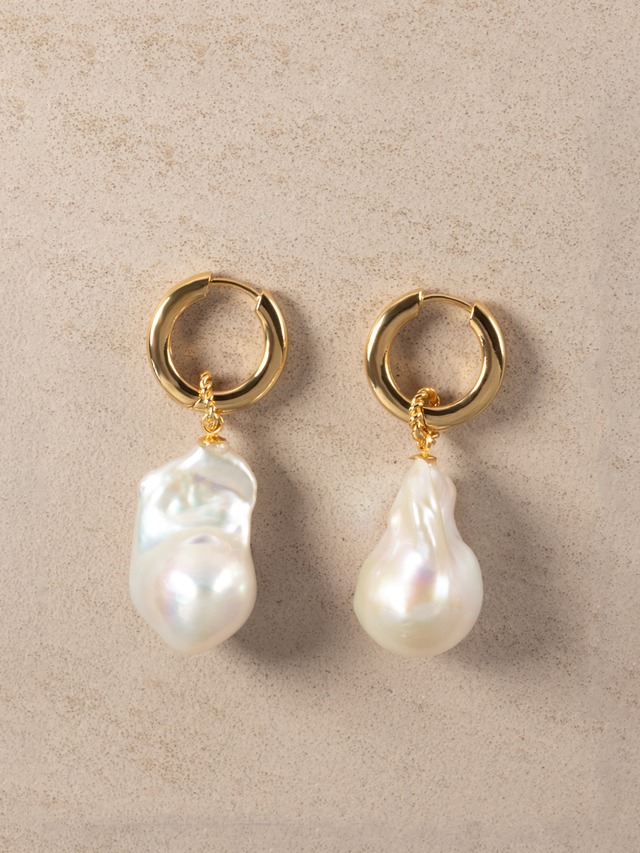 Baroque Pearl Drop Hoop