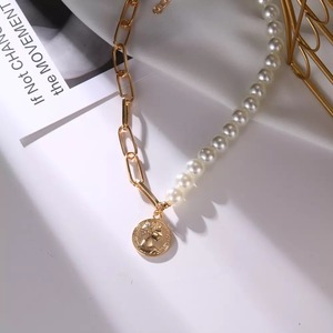 【即納】chain perl coin necklace