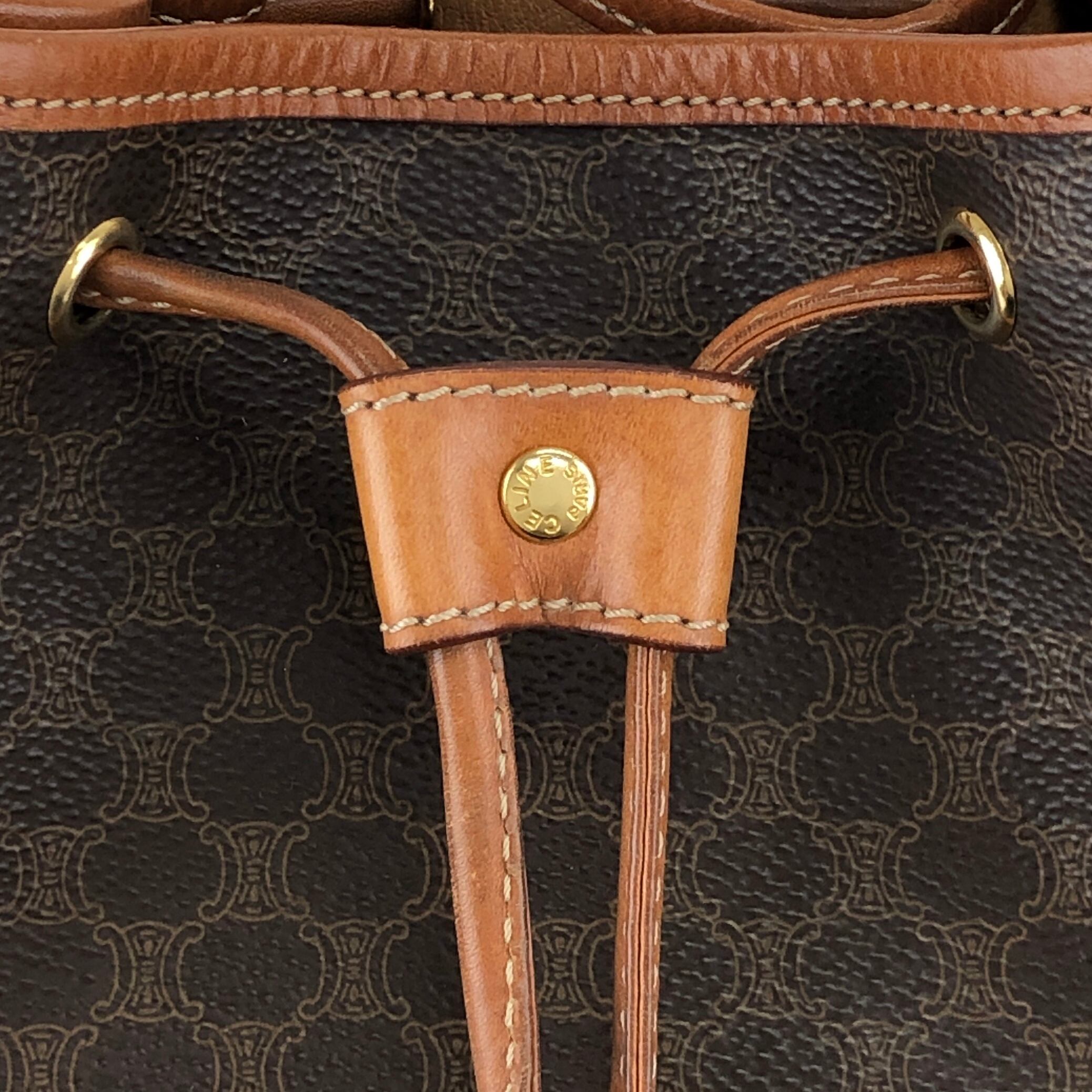 CELINE セリーヌ マカダム ショルダーバッグ ブラウン ブラゾン型押し