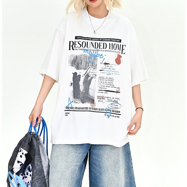 グラフィックコラージュアートレタリングTシャツ 2col   R02008