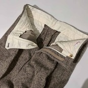 PAPAS パパス ツイード ネップ ツータック スラックスパンツ L/グレー ベージュ
