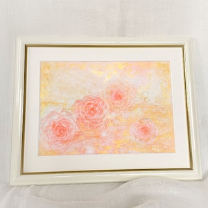 ヒーリングアート「Marian Rose Baby Pink」薔薇のアクリル画原画作品