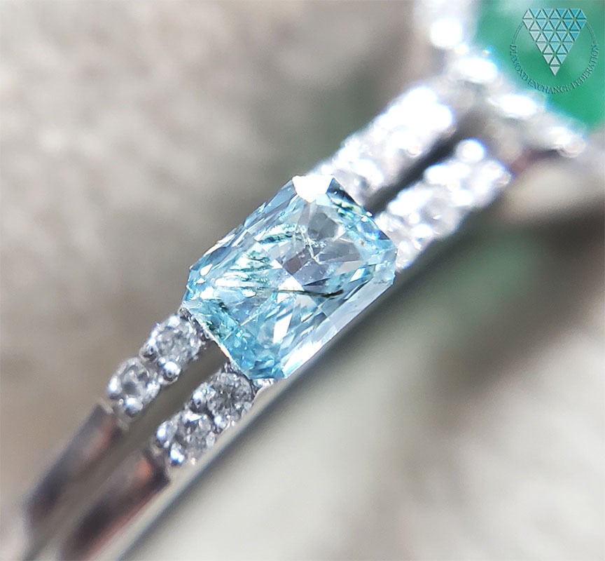 0.139 ct Fancy Intense Blue Green I1 CGL 天然 グリーン ブルー