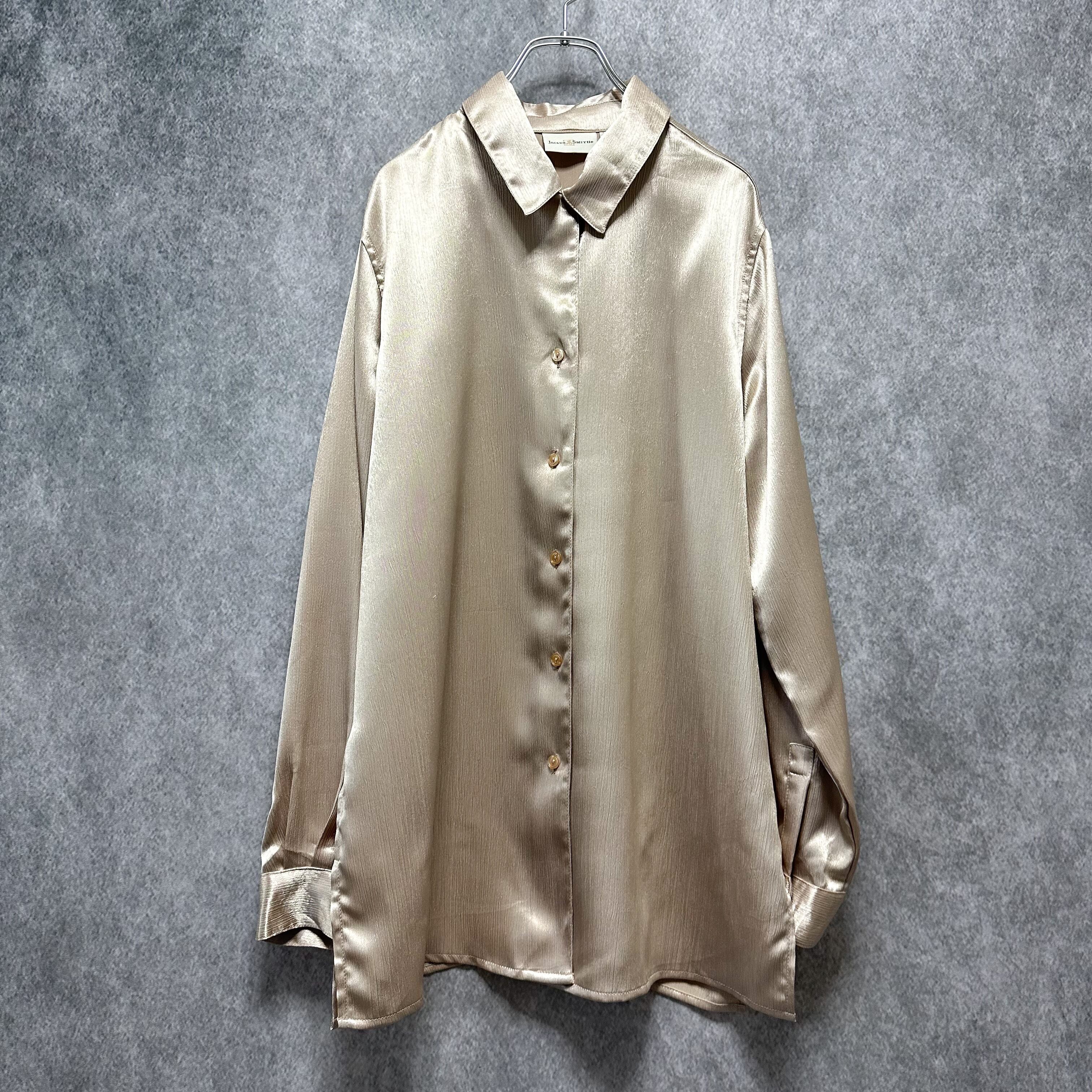 90s loose satin shirt 90年代 レディース シャツ 無地 ゴールド サテン ...