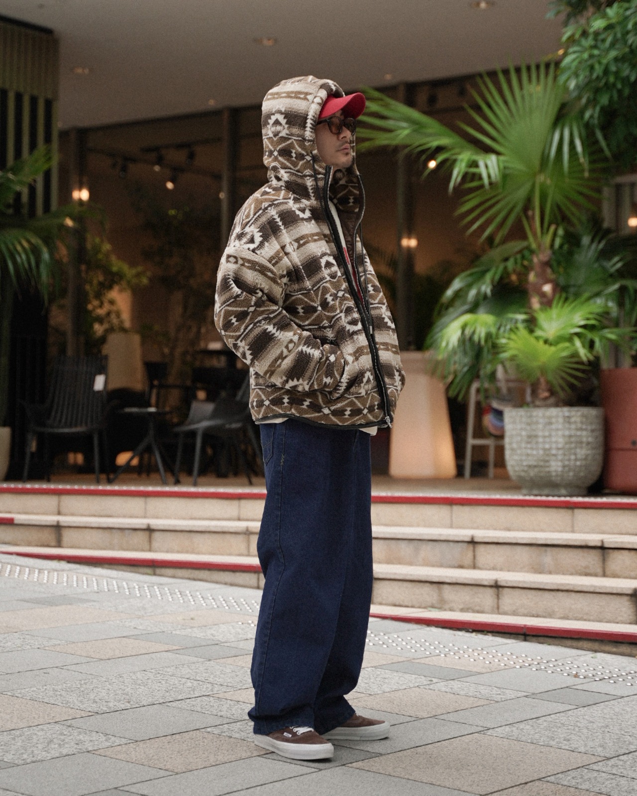 【#Re:room】NATIVE PATTERN BOA ZIP BIG PARKA［REJ140］