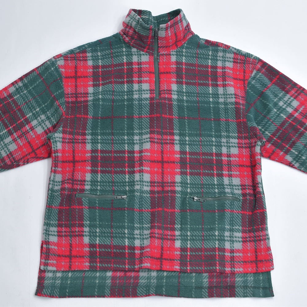 90s～ MONTANA BLUES チェック プルオーバー フリースジャケット 総柄