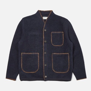 【Universal Works.】 Blanket Cardigan / Navy Wool Fleece