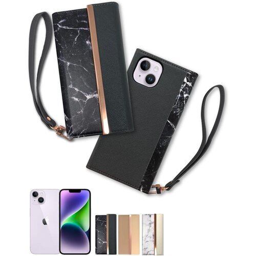 シズカウィル iPhone 14 用 手帳型 ケース カバー アイファンデ スマホケース ストラップホール ストラップ付 BLACK 1個入り 1528