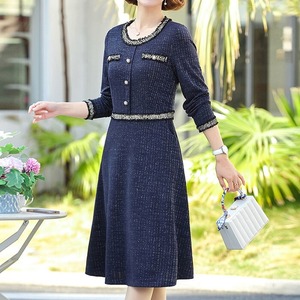 【送料無料】 ワンピース レディース ワンピースドレス フレア 膝下 膝丈 ツイード風 ラメ 前ボタン ハイウエスト ウエストシェイプ 大人 上品 大人可愛い おしゃれ エレガント シンプル キレイめ 綺麗めワンピース オケージョン オフィス OL 同窓会 謝恩会 お呼ばれ 韓国ファッション 体型カバー 着痩せ 細見え 人気 20代 30代レディースファッション 40代 50代 秋 冬 大きいサイズ XL-5XL ネイビー 紺色 ワインレッド 赤