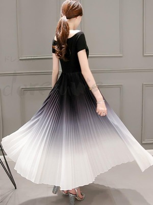 ★7号☆広がり切り替えプリ－ツロングワンピ(OPN6881)