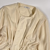 relume レリューム ノーカラー  ウエストドローコード コットン ジャケット F/ホワイト系 レディース