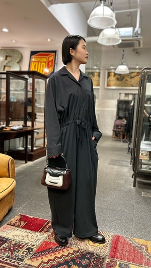 ATON -FRESCA PLATE NUBUCK | OVERSIZED JUMPSUIT- :CHARCOAL GRAY,