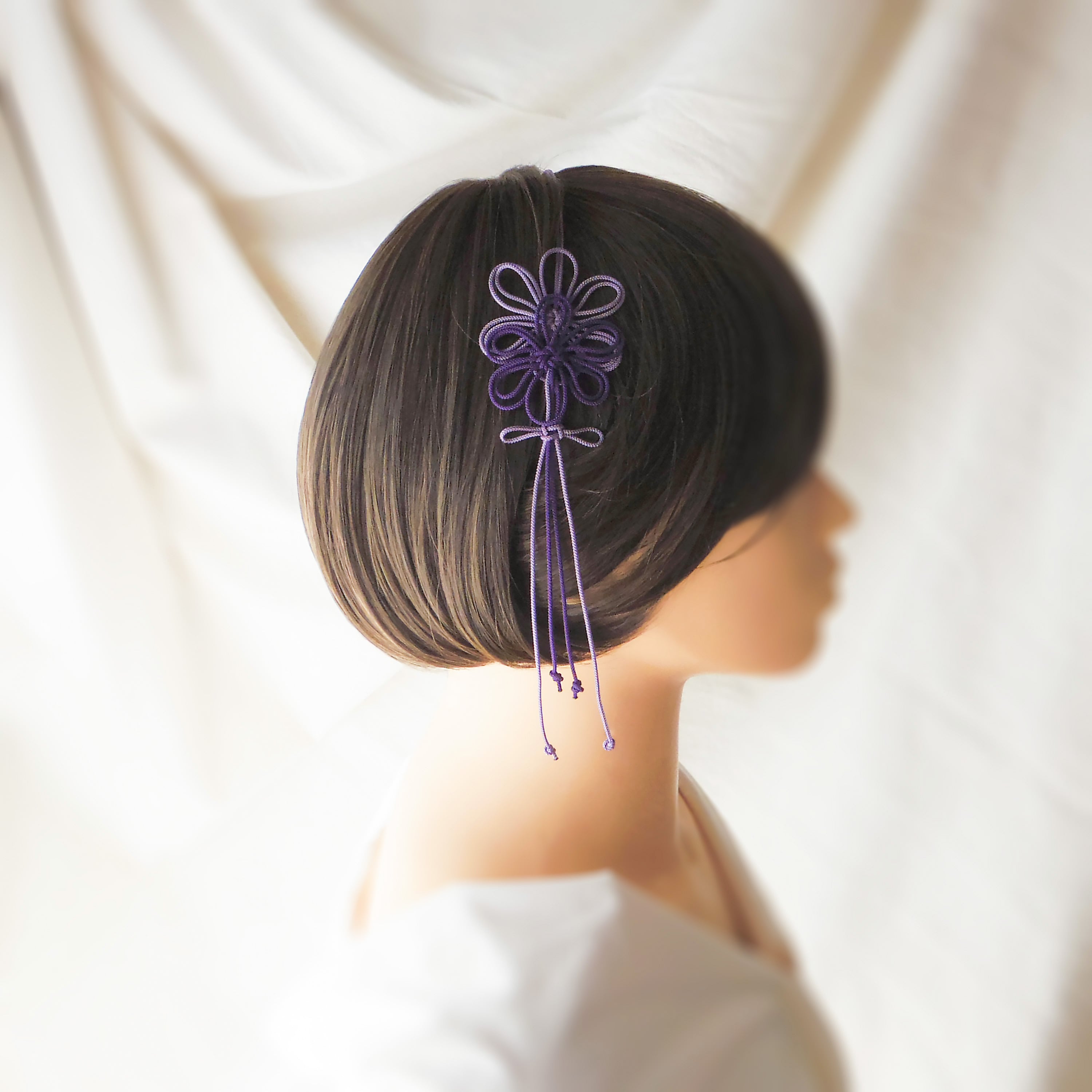 飾り結びカチューム「香ニミチル雅」(淡紫×濃紫)【軽量・簡単】浴衣や着物、日常使いにも。