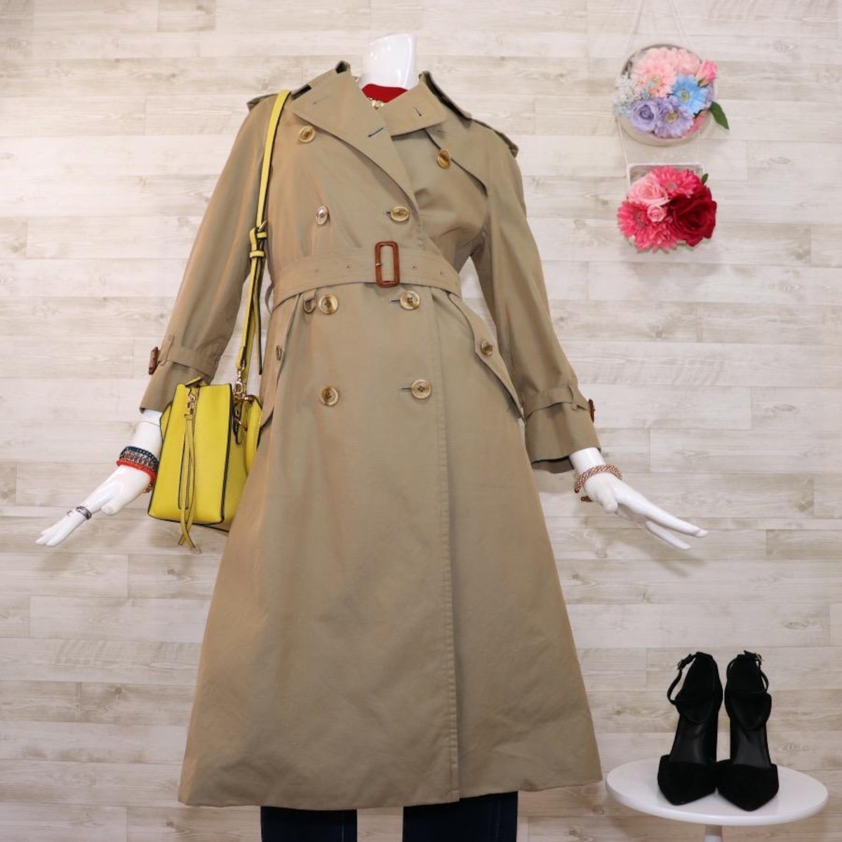 Burberry ロングトレンチコート S 裏地ノバチェック ギャバジン 