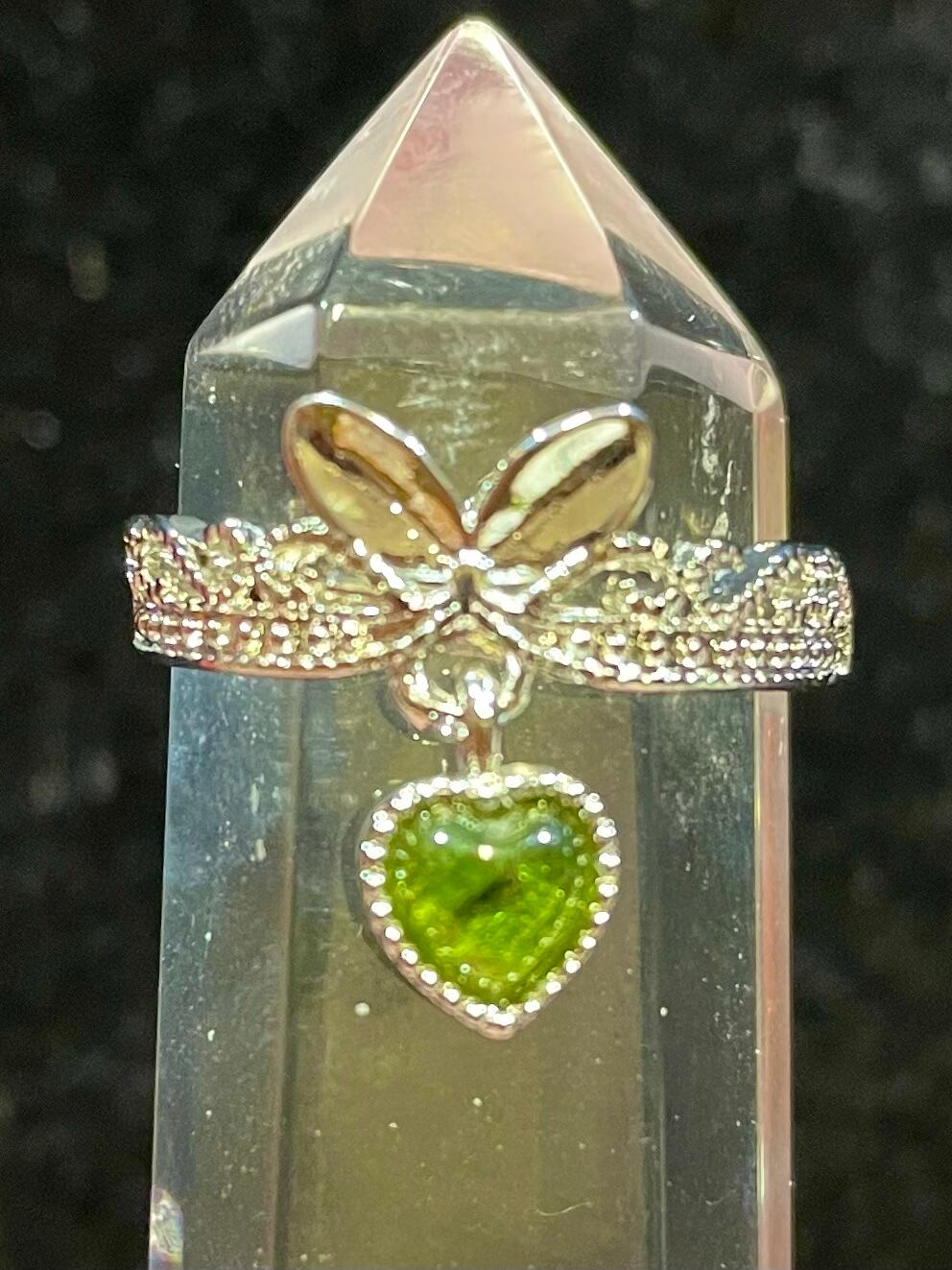 2) グリーントルマリン・真鍮リング