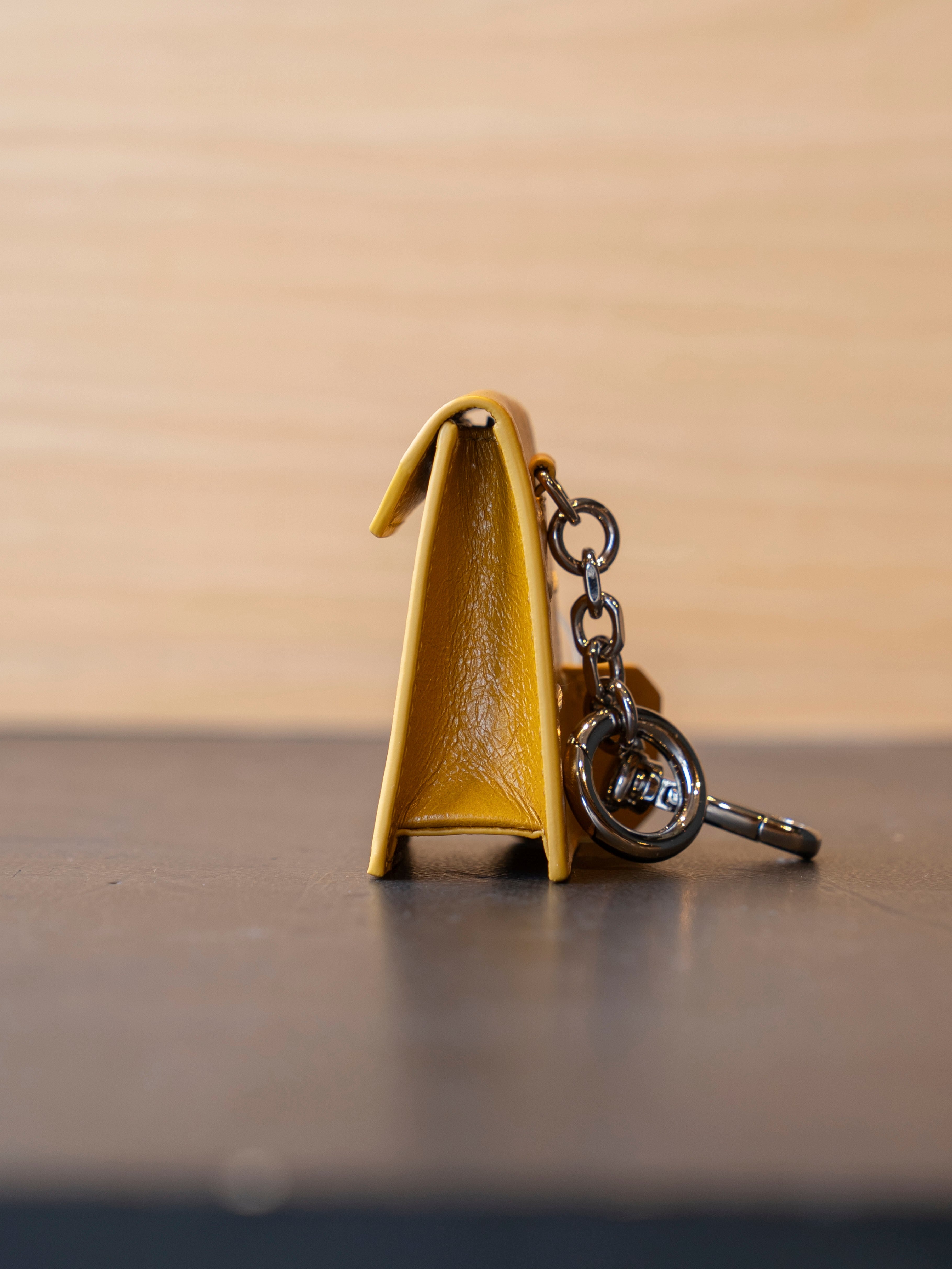 MAISON MARGIELA 4 STITCH LEATHER TEA BAG CHARM Yellow