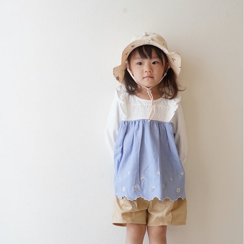 coto cotte コトコト | 刺繍入り日除けハット ベビー帽子 ピンク