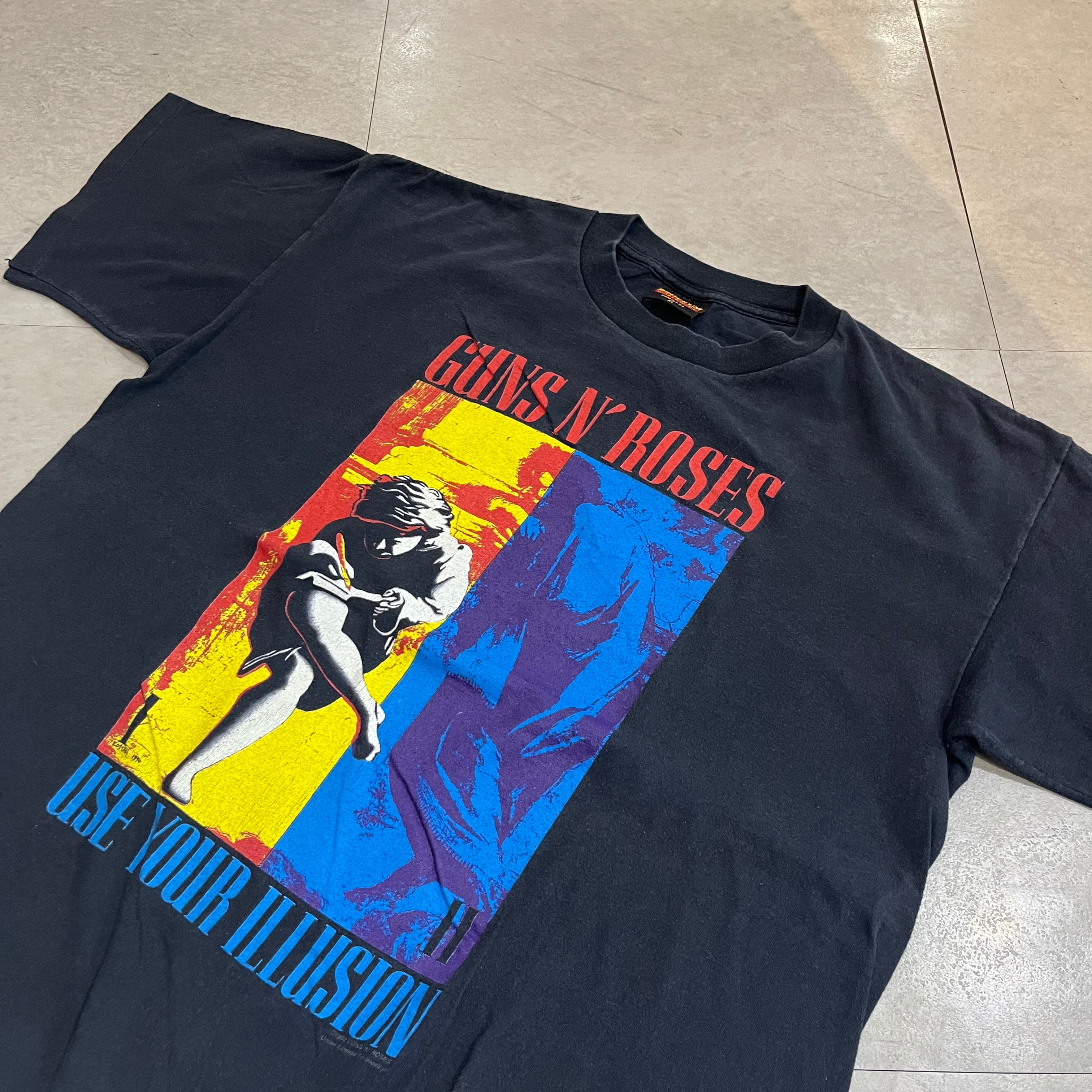 90年代〜 USA製 size : XL【 GUNS N' ROSES 】ガンズ・アンド・ローゼズ バンドTシャツ バンT 両面プリント 黒 古着  古着屋 高円寺 ビンテージ