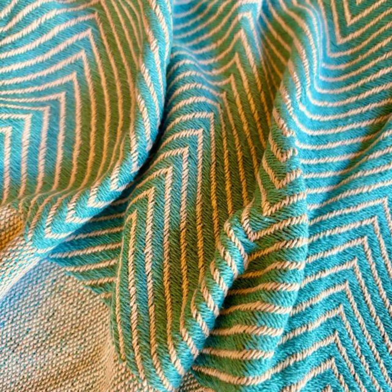 India Cotton Throwket Wave 140x200cm 5 colors available: Yellow, Olive, Blue, Natural, and Mocha