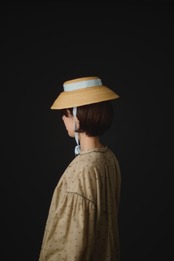 【suie】Polka dot gathered sleeve tunic/ポルカドットパフスリーブチュニック(ブラウン×ブラックドット)