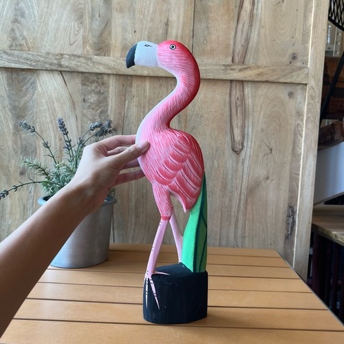 Wood Flamingo L　ウッドフラミンゴL　置物　フラミンゴ　インテリア雑貨　小物　飾り　オブジェ　Art object　wood　flamingo　