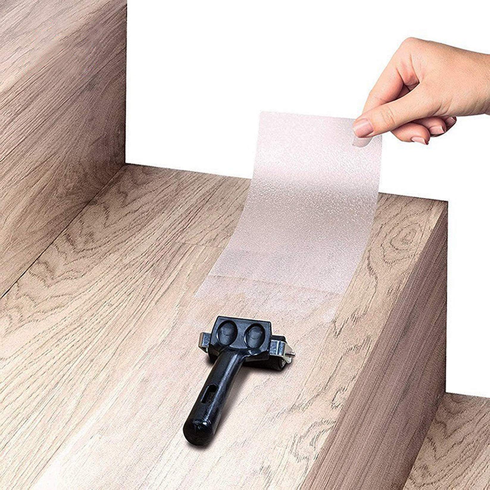 【特価処分】階段 滑り止め マット 滑り止めテープ 10×60cm 転倒 スリップ防止 屋内 室内 家 浴槽 剥がせる 透明 ペット 犬 階段マット PEVA製 防水 15枚 ローラー付き