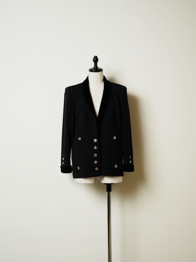 CHANEL シャネル ココマークボタン ベロア襟 テーラードジャケット