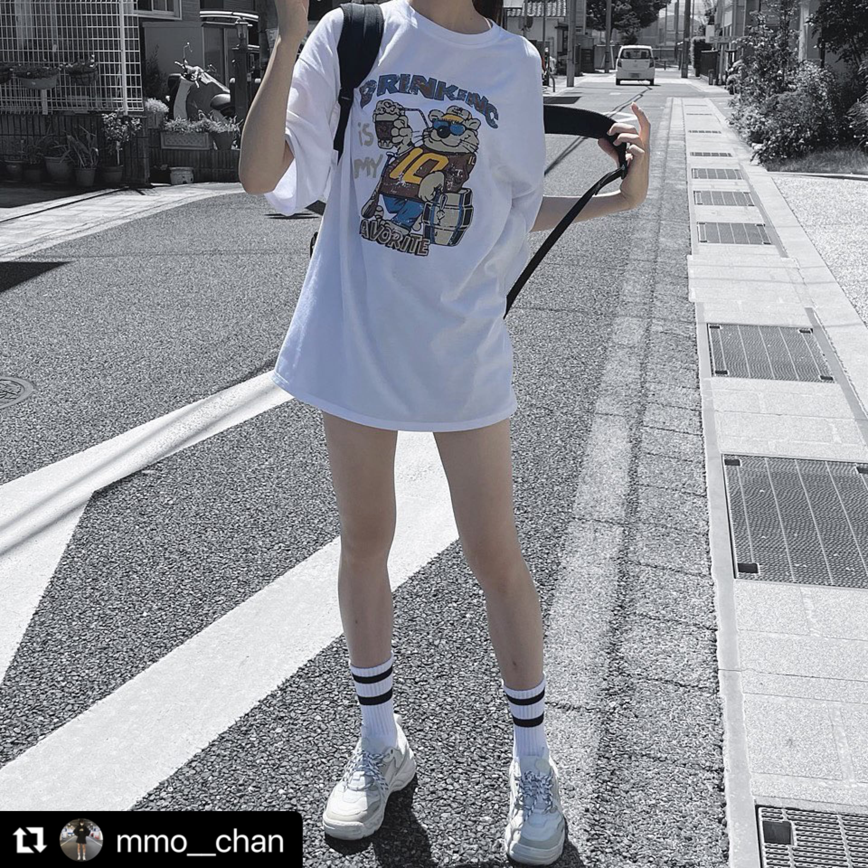送料無料 お洒落なアメカジプリント メンズライク ビッグサイズ Tシャツ トップス カットソー Lamitte Deco トレンド 韓国ファッション ショップ Base店