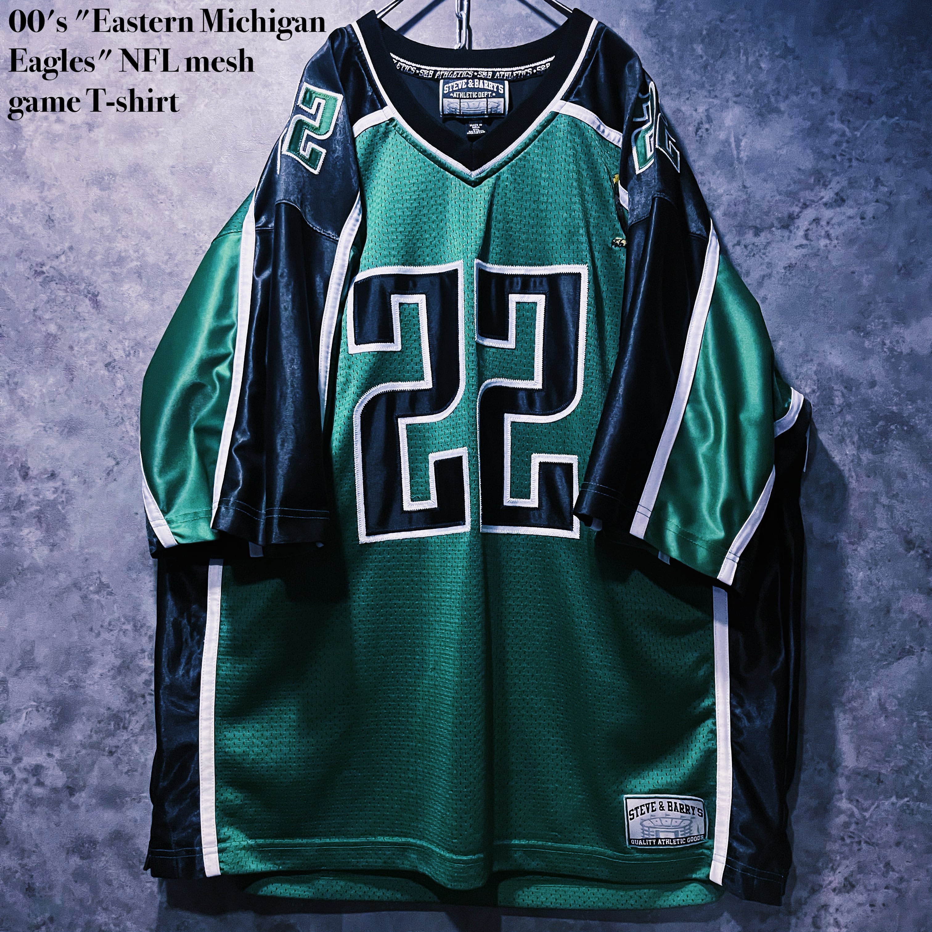 【doppio】00's "Eastern Michigan Eagles" NFL mesh game T-shirt