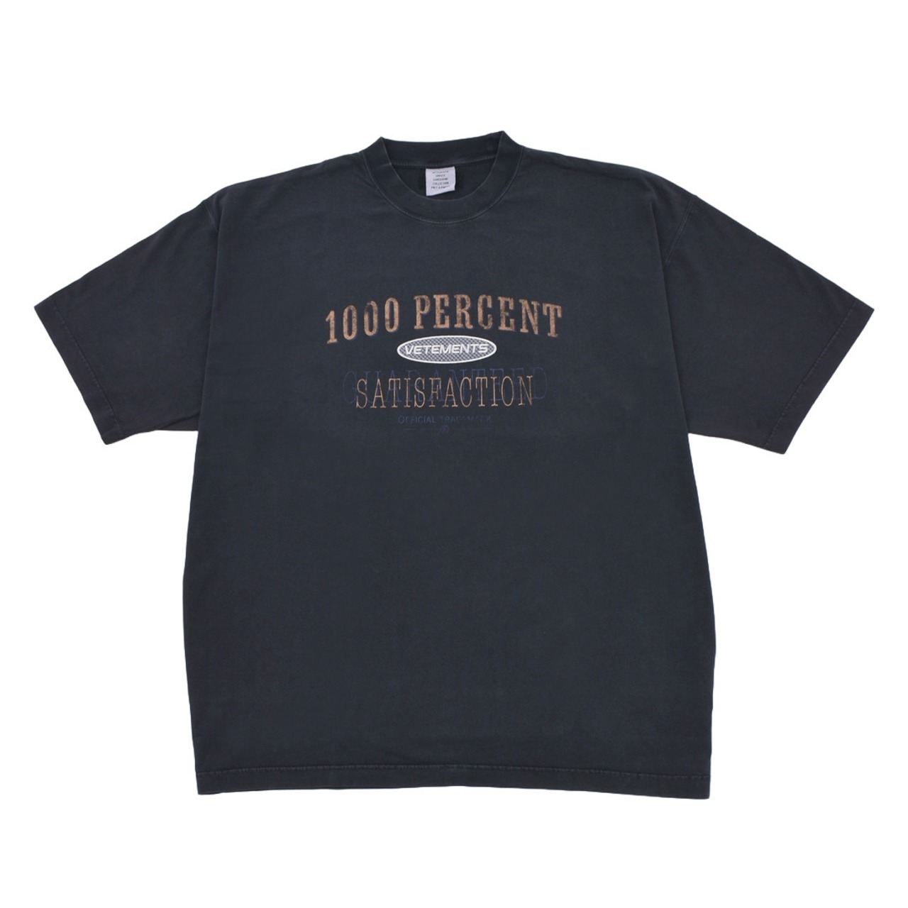 【VETEMENTS】1000 PERCENT T-SHIRT（WASHED BLACK） - 1