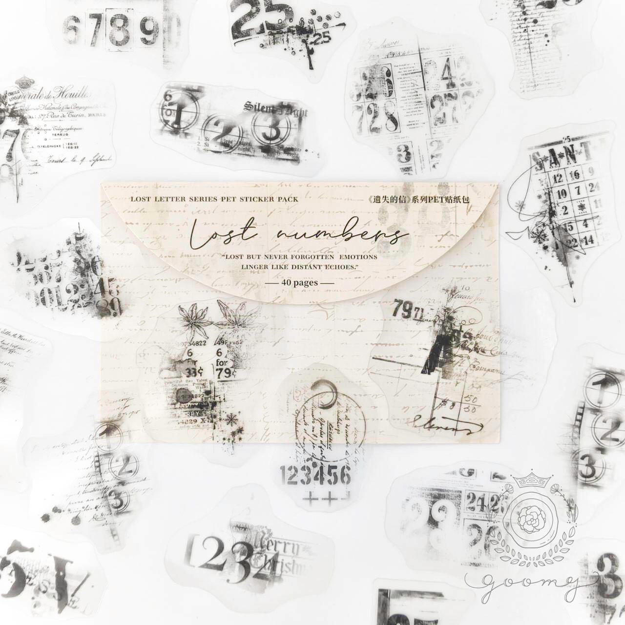 英字モノクロフレークシール 1 <S851>