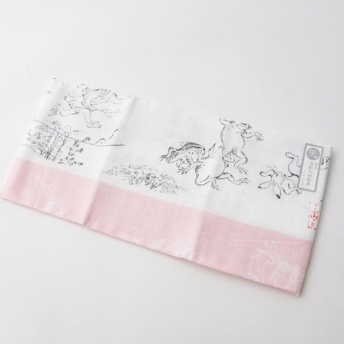 鳥獣戯画 ガーゼ手拭い ピンク | hmm, by 東京都美術館ミュージアム
