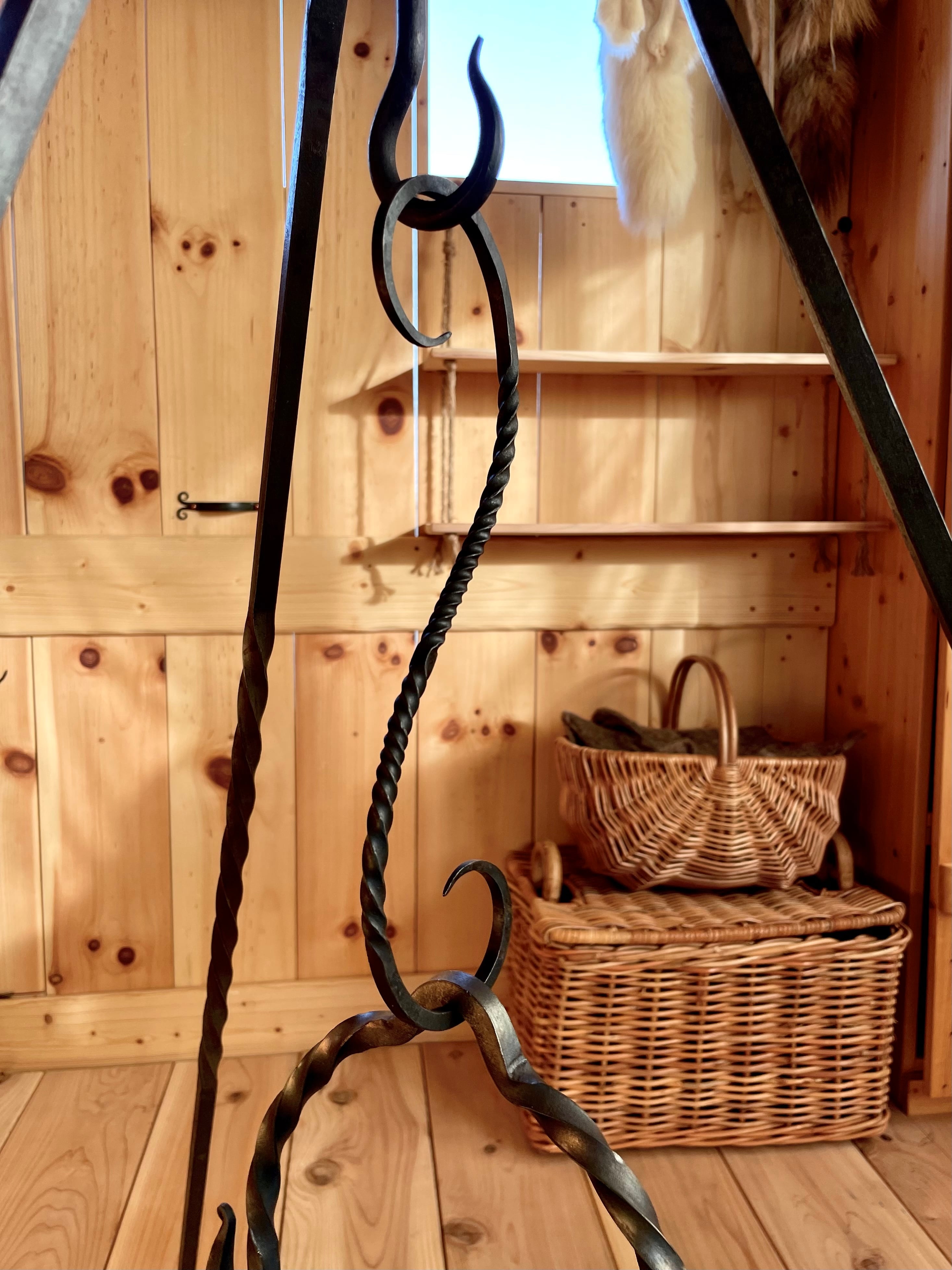 アイアン S字フック［大］鉄製 鍛造 ひねり／キャンプ