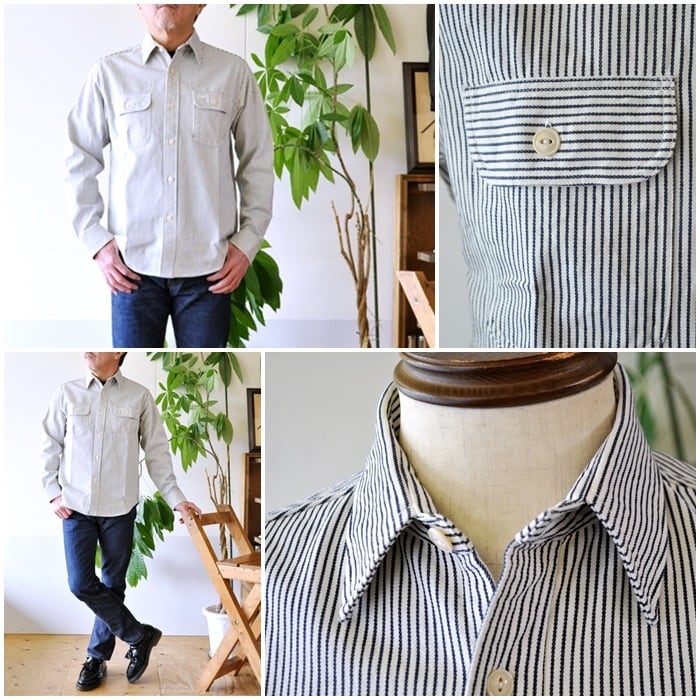 極細繊維クロス 美品SUGAR CANEヒッコリーシャツ シュガーケーン