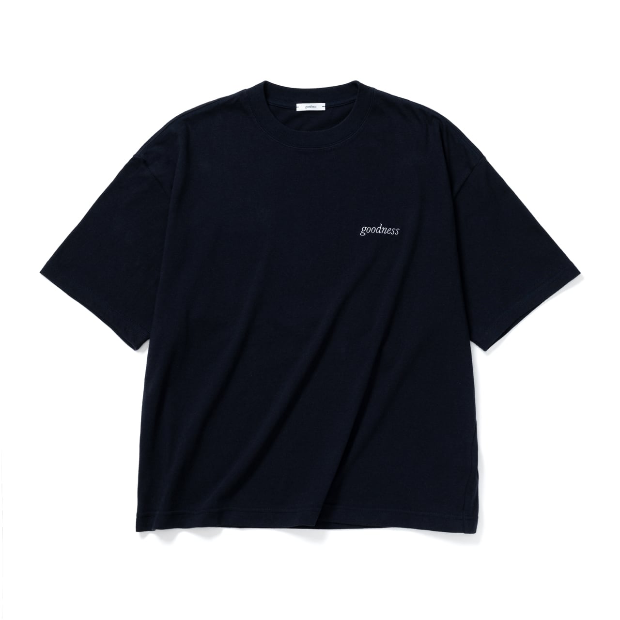 goodness logo crew neck T-shirt (Navy × Silver Gray)