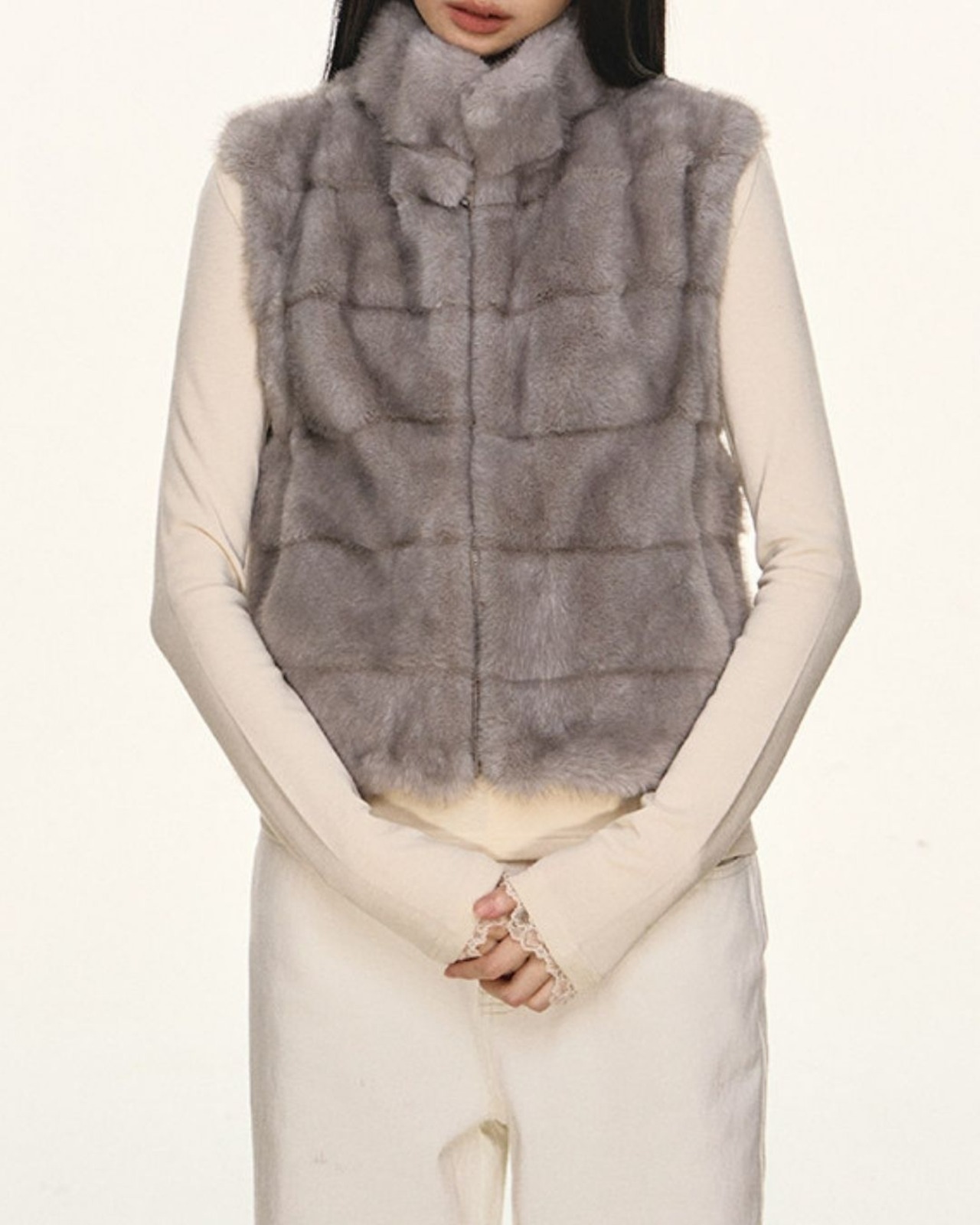 フェイクファースタンドカラーベスト 2color A0825 - 6