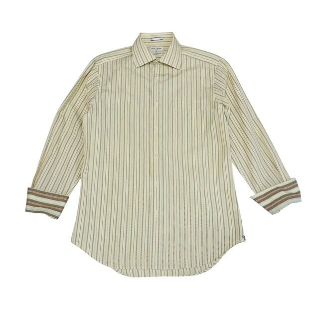 古着 ポールスミス Paul Smith 長袖 ストライプ柄 シャツ クリーニング済み アイボリー メンズ Mサイズ