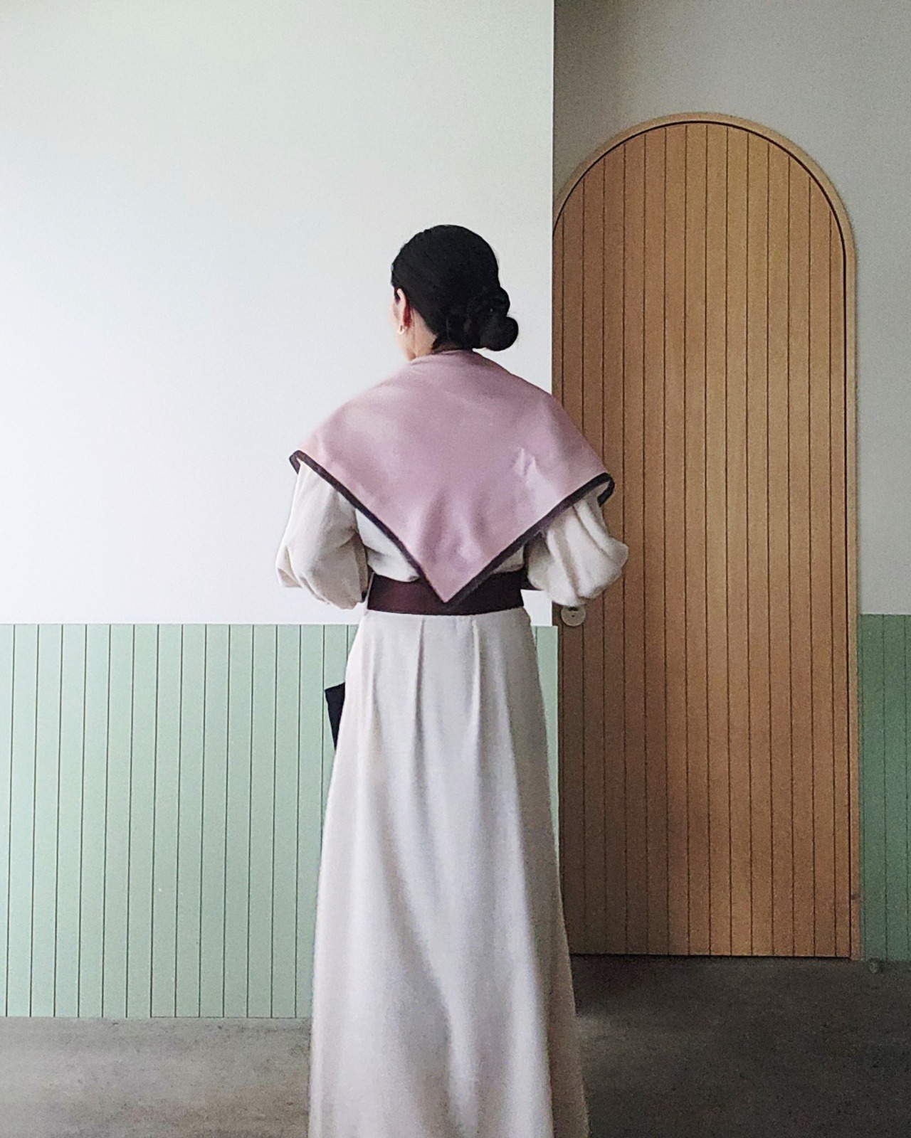 【SAMPLE / 1点限り】シルクスカーフ_展示・撮影使用品（PINK & BROWN） - 7