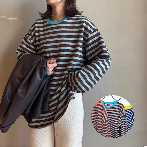 新ブランドお取り扱い記念12/21(日)まで送料無料《 12月下旬入荷 》【 RED CHOP WORKS 】裏起毛ふわふわボーダーロンT