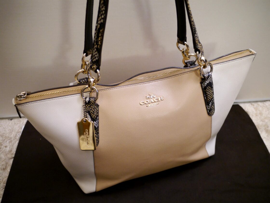 レア◇COACH コーチ A4対応 バイカラーデザイン パイソンハンドル 