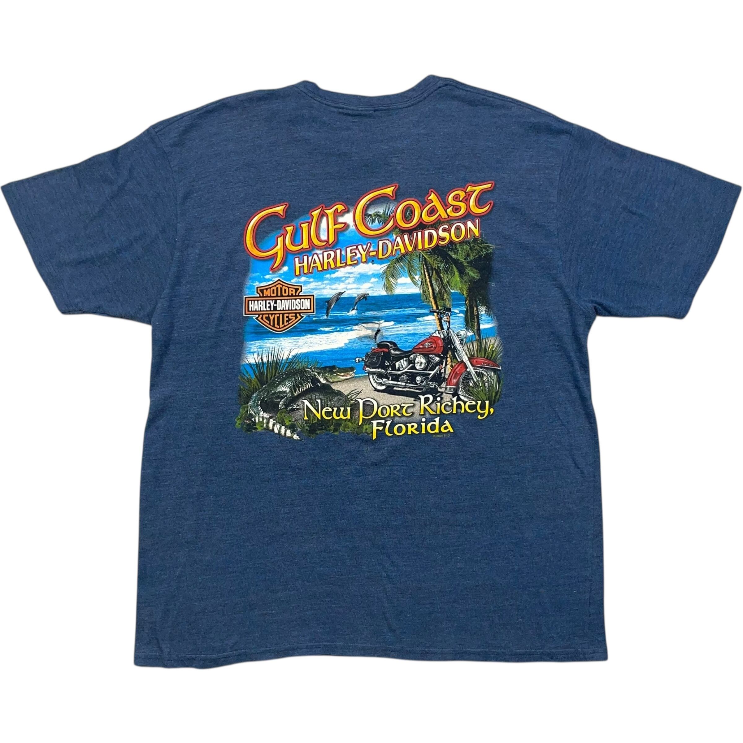 《L》 Harley-Davidson ハーレーダビッドソン Tシャツ 両面プリント ブルー no.7678