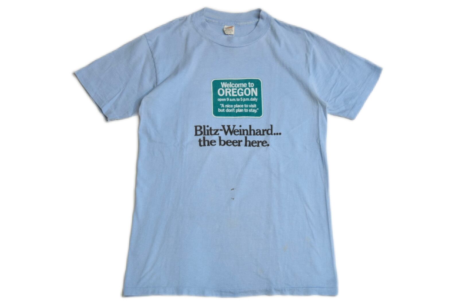 USED 70s Hanes Beefy-T "Blitz-weinhard" T-shirt -Medium 02056