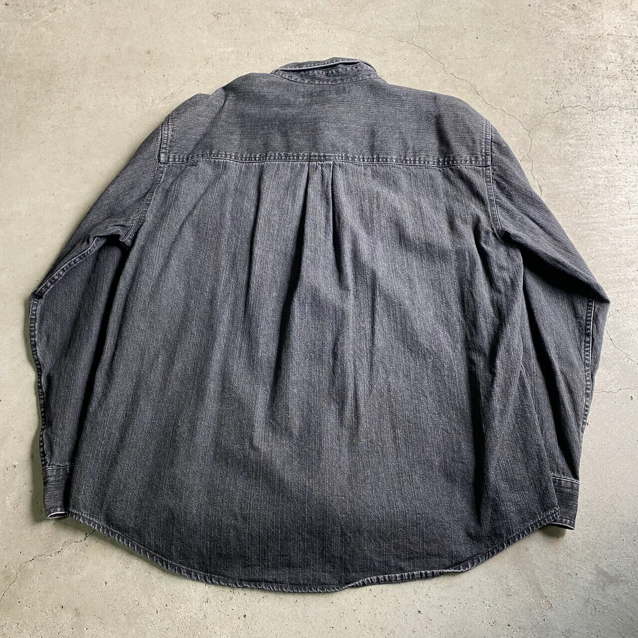 90年代 OLD GAP オールドギャップ 長袖 ブラックデニムシャツ メンズXL