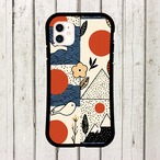 受注生産 iPhoneケース 赤丸と花の民芸コラージュ柄｜花モチーフ FMSY069B