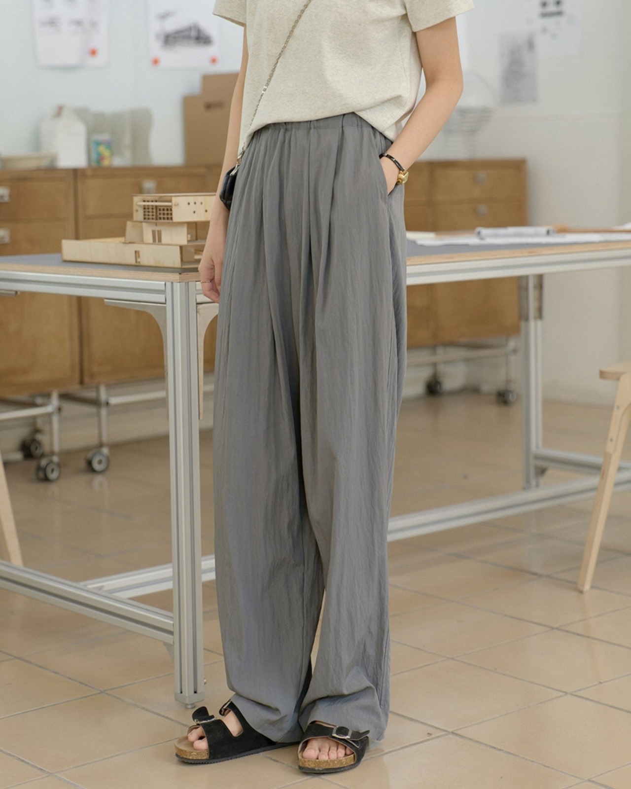 Tuck-in wide leg pants L0121