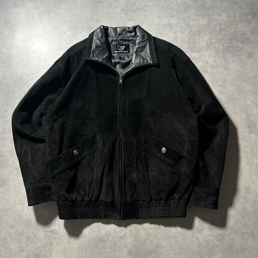 ヴィンテージ 本革 豚革 レザー ブラック モード ブルゾン ジャケット