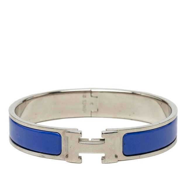 エルメス クリックH PM ブレスレット シルバー ブルー メタル レディース HERMES 【中古】